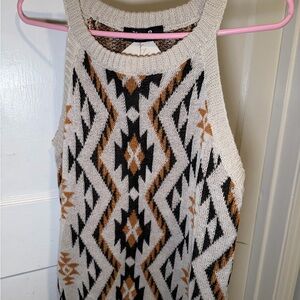 Adam Knit Top with Black and Cream Patterns